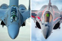 Tiêm kích J-16 của Trung Quốc (bên trái) và Rafale của Pháp