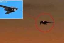 Một hình ảnh hiếm hoi ghi lại khoảnh khắc máy bay không người lái tàng hình RQ-170 Sentinel của Không quân Mỹ quay trở lại Puerto Rico vào sáng ngày 4/1/2026, sau khi được cho là đã thực hiện nhiệm vụ hỗ trợ ISR (tình báo, giám sát, trinh sát) cho các đòn tấn công ban đêm của Mỹ và các chiến dịch đặc nhiệm tại Venezuela. (Nguồn ảnh: video lan truyền trên mạng xã hội X)