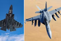 F-35C (trái) và EA-18G của Hải quân Mỹ. (Ảnh: M. Jackson/USN)