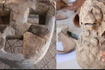 Lộ diện bếp ba lò cổ và tượng sư tử hai nghìn năm