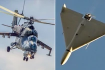 Trực thăng tấn công Mi-24 và máy bay không người lái Shahed-136