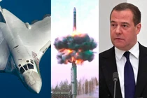 Máy bay ném bom chiến lược Tu-160, tên lửa đạn đạo xuyên lục địa Yars (ICBM) và Phó Chủ tịch Hội đồng An ninh Nga Dmitry Medvedev.