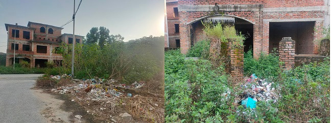 Do bỏ hoang lâu ngày, nhiều khu vực đất trống trước các căn biệt thự trở thành nơi tập kết rác. Do bỏ hoang lâu ngày, nhiều khu vực đất trống trước các căn biệt thự trở thành nơi tập kết rác.