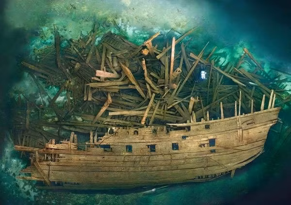 Anh chan dong con tau bi nguyen rua, “ngu vui” duoi bien 500 nam