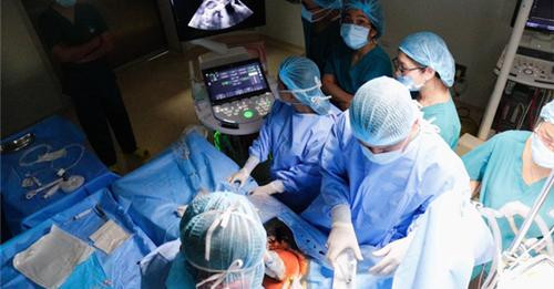Ca thông tim xuyên tử cung ngoại mục cứu bào thai bị tim bẩm sinh nặng