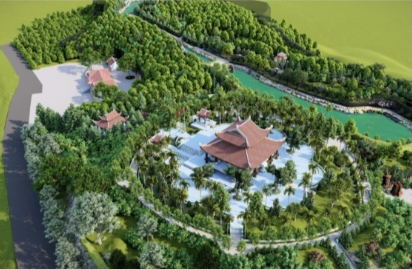 Phối cảnh Dự án Cải tạo, sửa chữa Nhà tưởng niệm Chủ tịch Hồ Chí Minh (ATK) Định Hóa, xã Phú Đình, huyện Định Hóa.