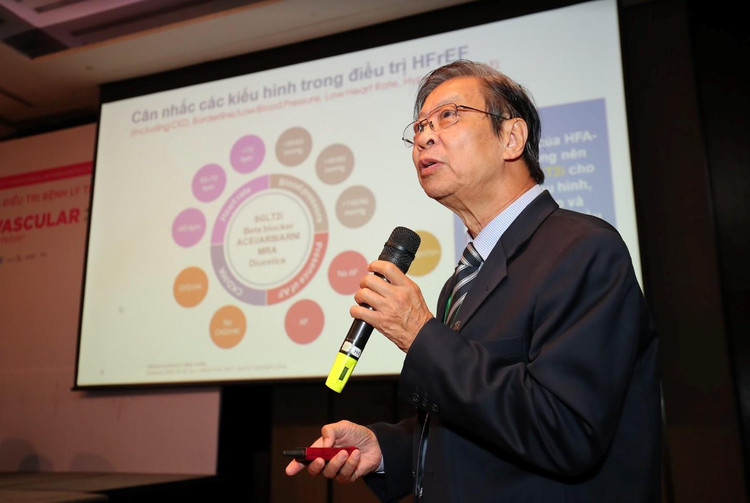 GS.TS.BS Đặng Vạn Phước – Chủ tịch Hội Tim mạch Việt Nam trình bày tại Hội nghị