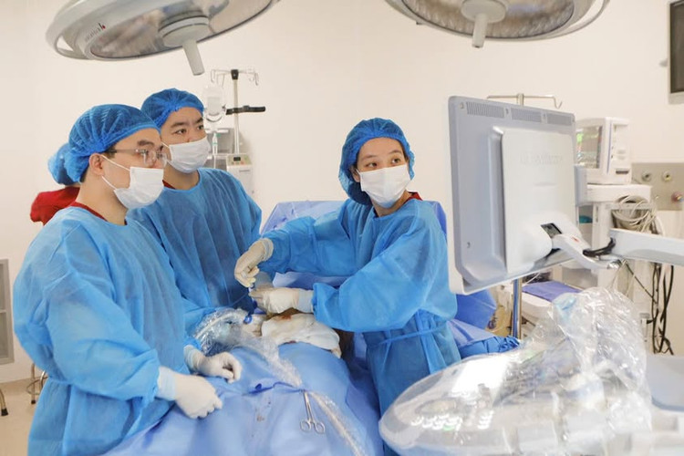 Lần đầu tiên đặt shunt dẫn lưu màng phổi cứu thai nhi trong bụng mẹ - Ảnh BVCC