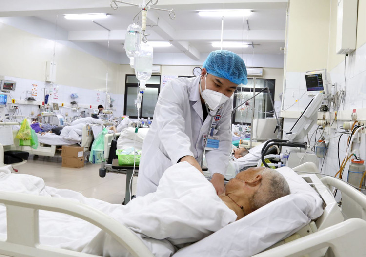 Bác sĩ khoa Hồi sức tích cực thăm khám cho bệnh nhân ngộ độc lá ngón