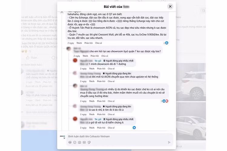 Phản ứng từ cộng đồng xe điện trên diễn đàn BYD. Phản ứng từ cộng đồng xe điện trên diễn đàn BYD.