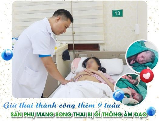 Cuộc chiến giữ song thai cho sản phụ bị tử cung ngắn, ối thõng âm đạo ảnh 1