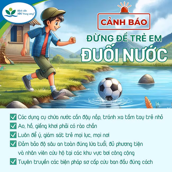 Ảnh minh họa phòng tránh đuối nước - Bệnh viện Nhi Trung ương.
