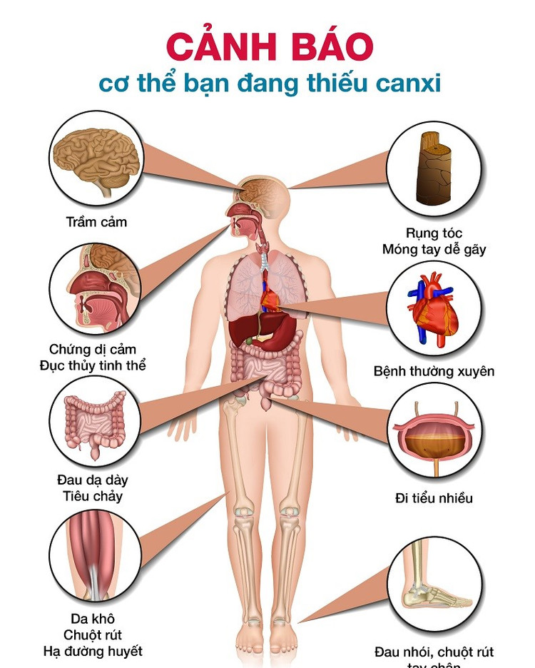 Biểu hiện khi cơ thể thiếu canxi