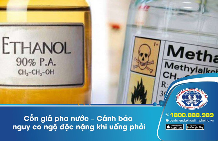 Cồn giả có hình thức bên ngoài giống như cồn thật nhưng bên trong chứa thành phần Methanol
