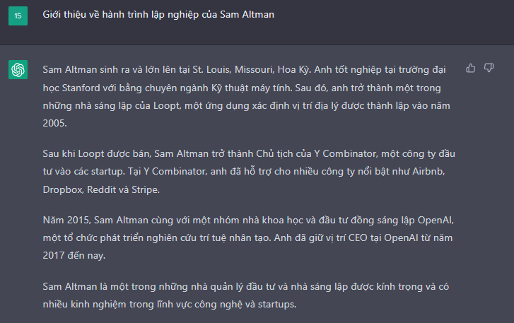 Hỏi ChatGPT về hành trình lập nghiệp của Sam Altman, CEO của OpenAI