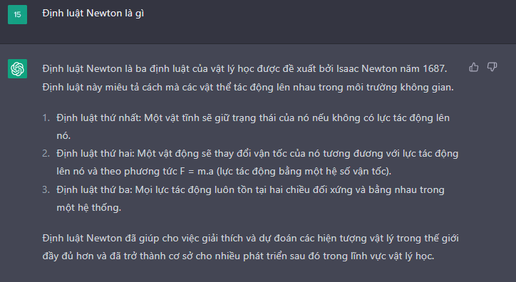 Sử dụng ChatGPT để tìm hiểu Định luật Newton