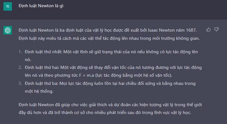 Sử dụng ChatGPT để tìm hiểu Định luật Newton