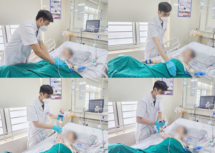 Kỹ thuật viên tại Trung tâm Y dược cổ truyền đang thực hiện phục hồi chức năng tại giường cho người bệnh - Ảnh BVCC