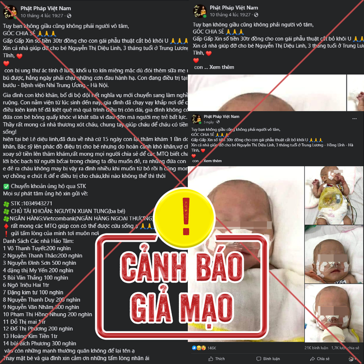 Cảnh giác với tin giả kêu gọi từ thiện cho bệnh nhi ảnh 1