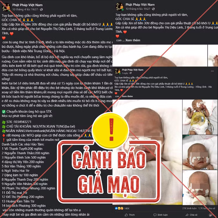 Cảnh giác với tin giả kêu gọi từ thiện cho bệnh nhi ảnh 1