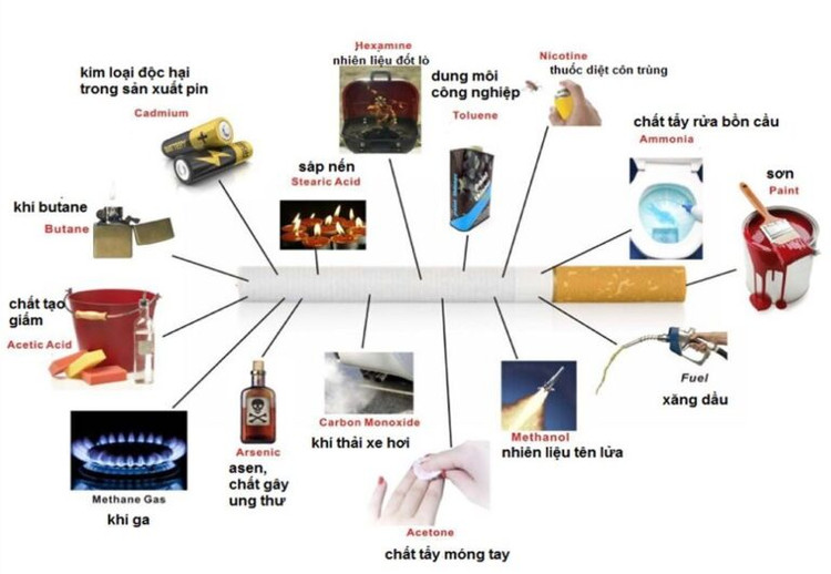 Một số các hóa chất độc hại có trong thuốc lá - Ảnh minh họa Một số các hóa chất độc hại có trong thuốc lá - Ảnh minh họa
