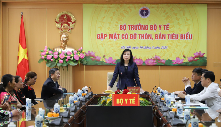 Bộ trưởng Đào Hồng Lan phát biểu tại buổi gặp mặt