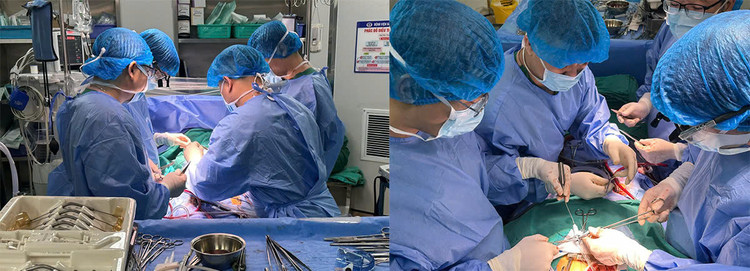 Ekip phẫu thuật cho người bệnh - Ảnh BSCC