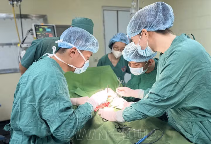 Phẫu thuật cho bệnh nhi bị lún dương vật - Ảnh: BVCC