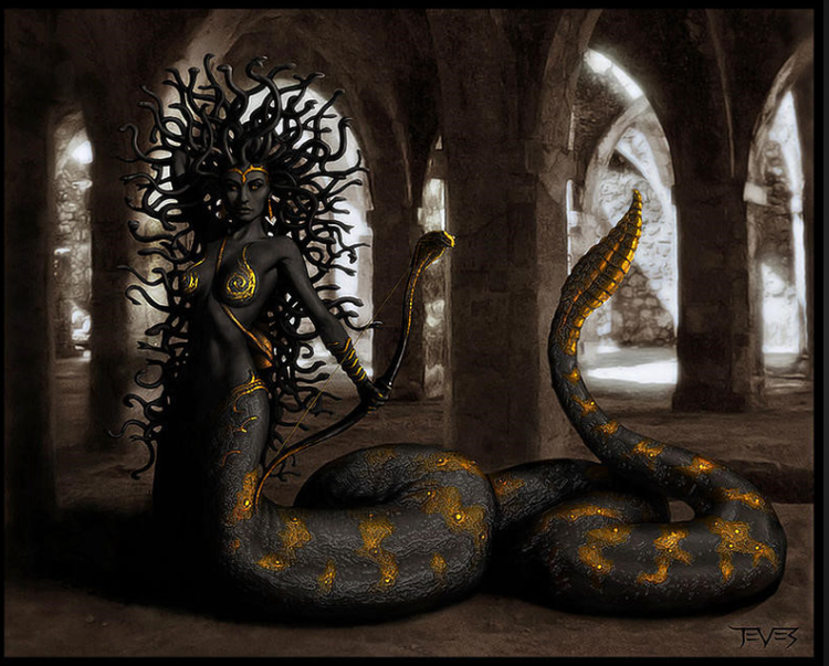 Trong thần thoại Hy Lạp, rắn xuất hiện như một sinh vật kỳ bí, liên quan đến y học, phép thuật, và cả sự chết chóc - Ảnh minh họa BSCC