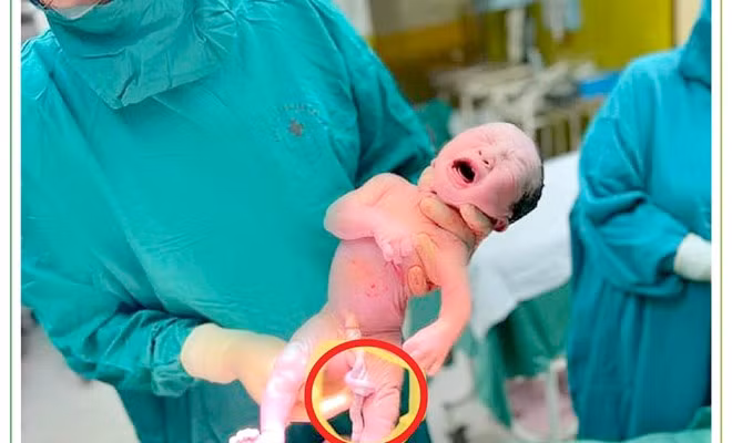 Trẻ bị dây rốn thắt nút được bắt thai an toàn tại Bệnh viện Phụ sản Hà Nội - Ảnh BVCC