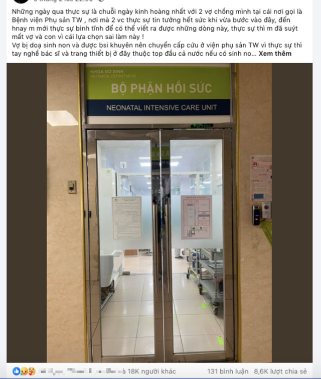 Gia đình sản phụ tên A., 28 tuổi (ở Bắc Giang) đã chia sẻ sự việc đau lòng vừa xảy ra với gia đình trên mạng xã hội - Ảnh Internet