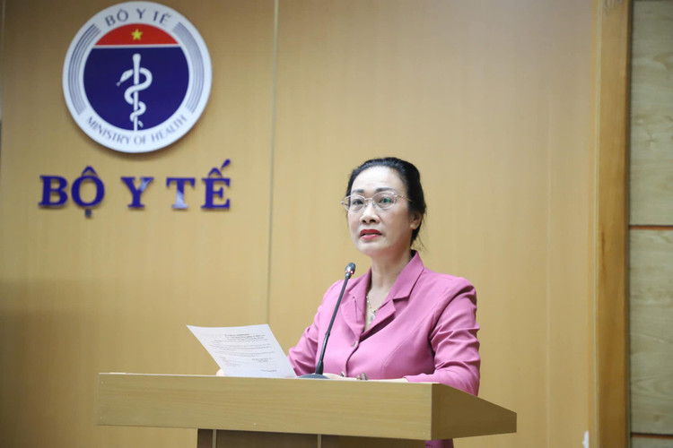 Bà Phạm Thanh Bình phát biểu kêu gọi tại lễ phát động - Ảnh Bộ Y tế cung cấp