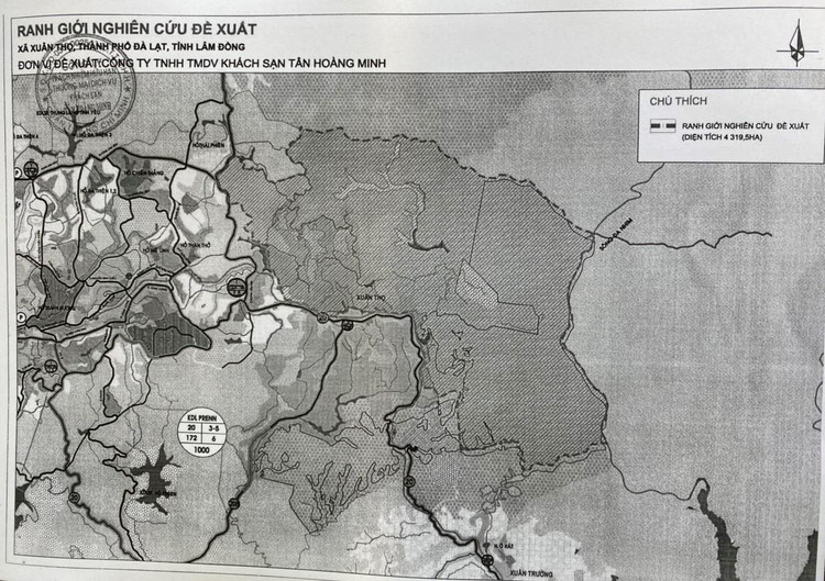 Ranh giới nghiên cứu quy hoạch mà Tân Hoàng Minh đề nghị - Ảnh: Thanh Niên