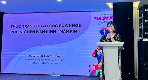 PGS.TS.BS Lưu Thị Hồng, Tổng Thư ký Hội Phụ sản Việt Nam phát biểu
