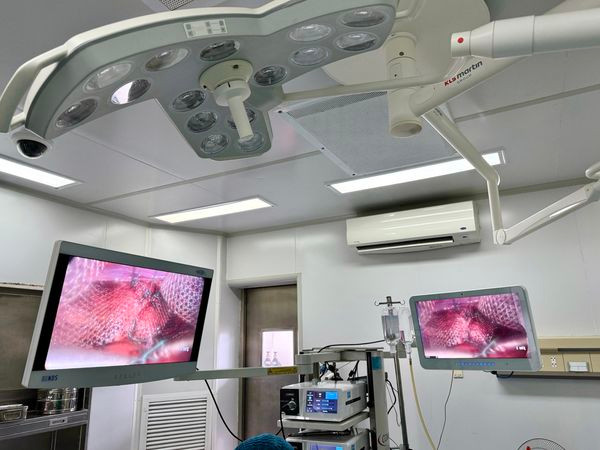 Đặt lưỡi treo tử cung lên thành bụng trị sa sinh dục - Ảnh BVCC