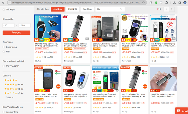Loạn giá máy đo nồng độ cồn trên “chợ” online - Hình 3 Loan gia may do nong do con tren “cho” online-Hinh-3