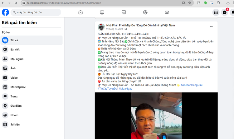 Loạn giá máy đo nồng độ cồn trên “chợ” online - Hình 2 Loan gia may do nong do con tren “cho” online-Hinh-2