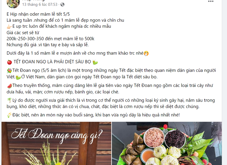 Mam cung Tet Doan Ngo toi 3 trieu, khach dat truoc ca tuan van 