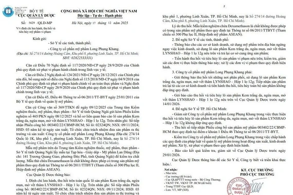 Thu hồi sản phẩm kem trắng da Lynshao do chứa chất cấm Dexamethason