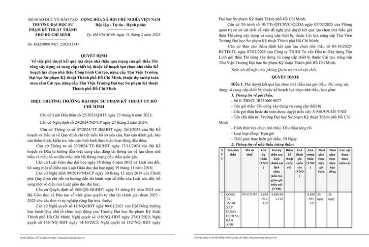 Một phần Quyết định số KQ2500019027_2502111547. Nguồn MSC.