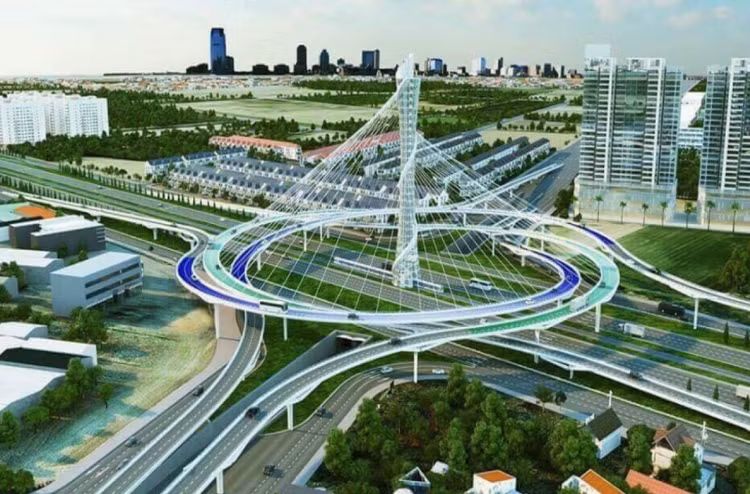 Phối cảnh 1 nút giao đoạn Vành Đai 4- Vùng Thủ đô.