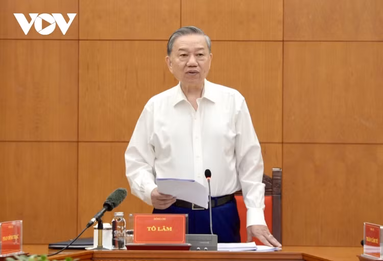 Tổng Bí thư Tô Lâm, Trưởng Ban Chỉ đạo Trung ương về phòng, chống tham nhũng, lãng phí, tiêu cực phát biểu. (Ảnh: VOV)