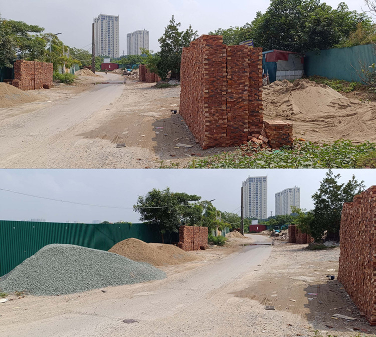 Xung quanh dự án được người dân tận dụng làm các bãi tập kết vật liệu xây dựng.