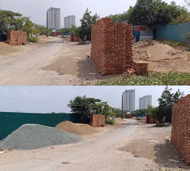 Xung quanh dự án được người dân tận dụng làm các bãi tập kết vật liệu xây dựng.