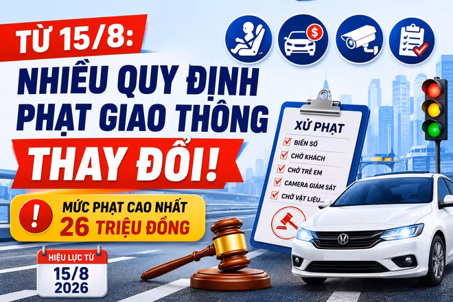 [INFOGRAPHIC] Từ 15/8, nhiều mức phạt giao thông sẽ thay đổi