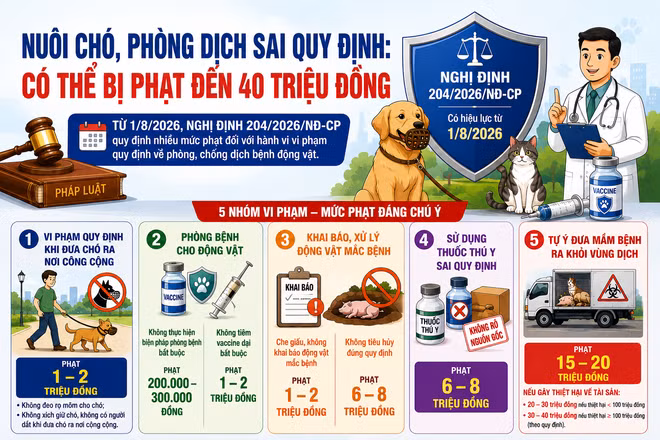 [INFOGRAPHIC] Các mức phạt mới trong lĩnh vực thú y ra sao?