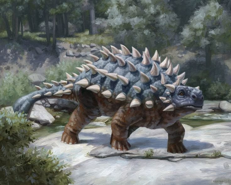 4. Có thân hình rất thấp và dài. Chiều cao của Ankylosaurus chỉ khoảng 1,5 mét nhưng chiều dài có thể đạt tới 6–8 mét, khiến cơ thể chúng chắc chắn như một chiếc xe tăng. Ảnh: Pinterest.