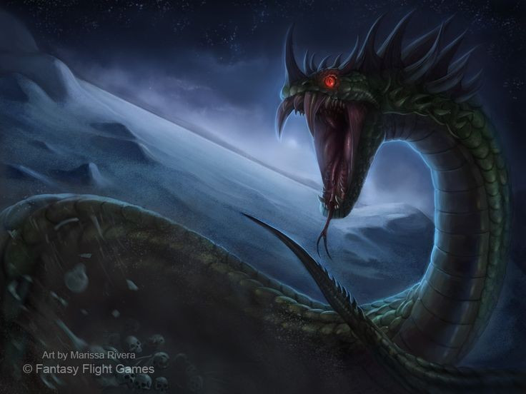 Ánh nhìn của Basilisk có thể giết chết người. Truyền thuyết kể rằng chỉ cần nhìn vào mắt nó, sinh vật hay con người đều lập tức hóa đá hoặc chết tức thì. Ảnh: Pinterest.