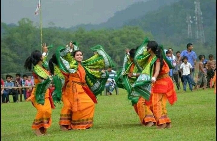 Âm nhạc và điệu múa giàu sức sống. Âm nhạc Bodo sử dụng các nhạc cụ truyền thống như trống kham và sáo siphung. Những điệu múa tập thể thể hiện sự hòa hợp cộng đồng và gắn bó mật thiết với chu kỳ nông nghiệp. Ảnh: Pinterest.