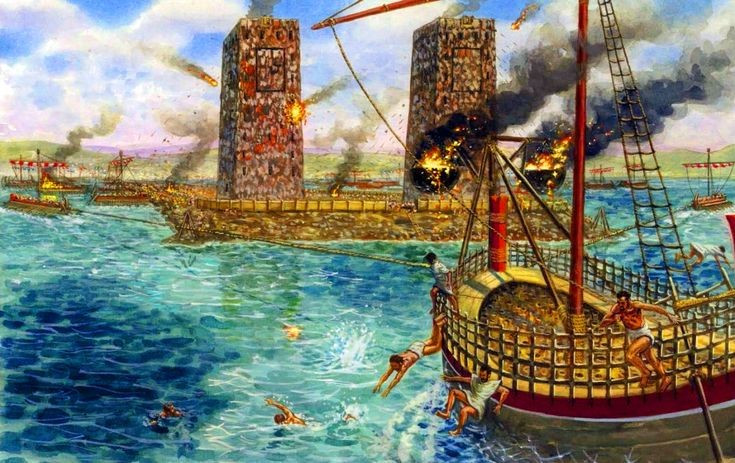 5. Alexander huy động hải quân từ nhiều nơi. Ông đã chiêu mộ tàu chiến từ các vùng chư hầu như Sidon, Byblos, Rhodes và Síp, giúp phá vòng phong tỏa trên biển. Ảnh: Pinterest.